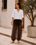 Pantalón bombacho con estampado animal