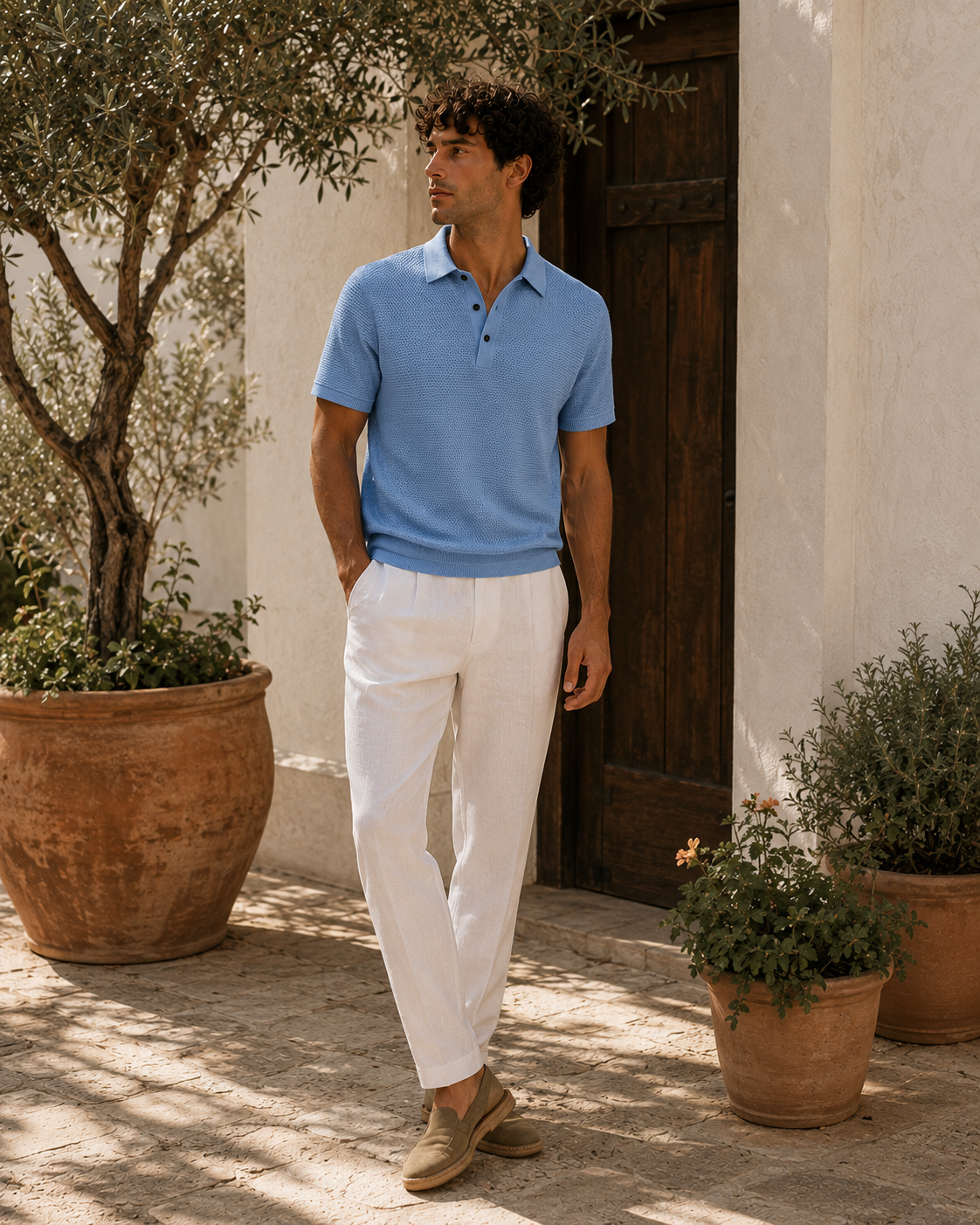 Polo con textura en relieve