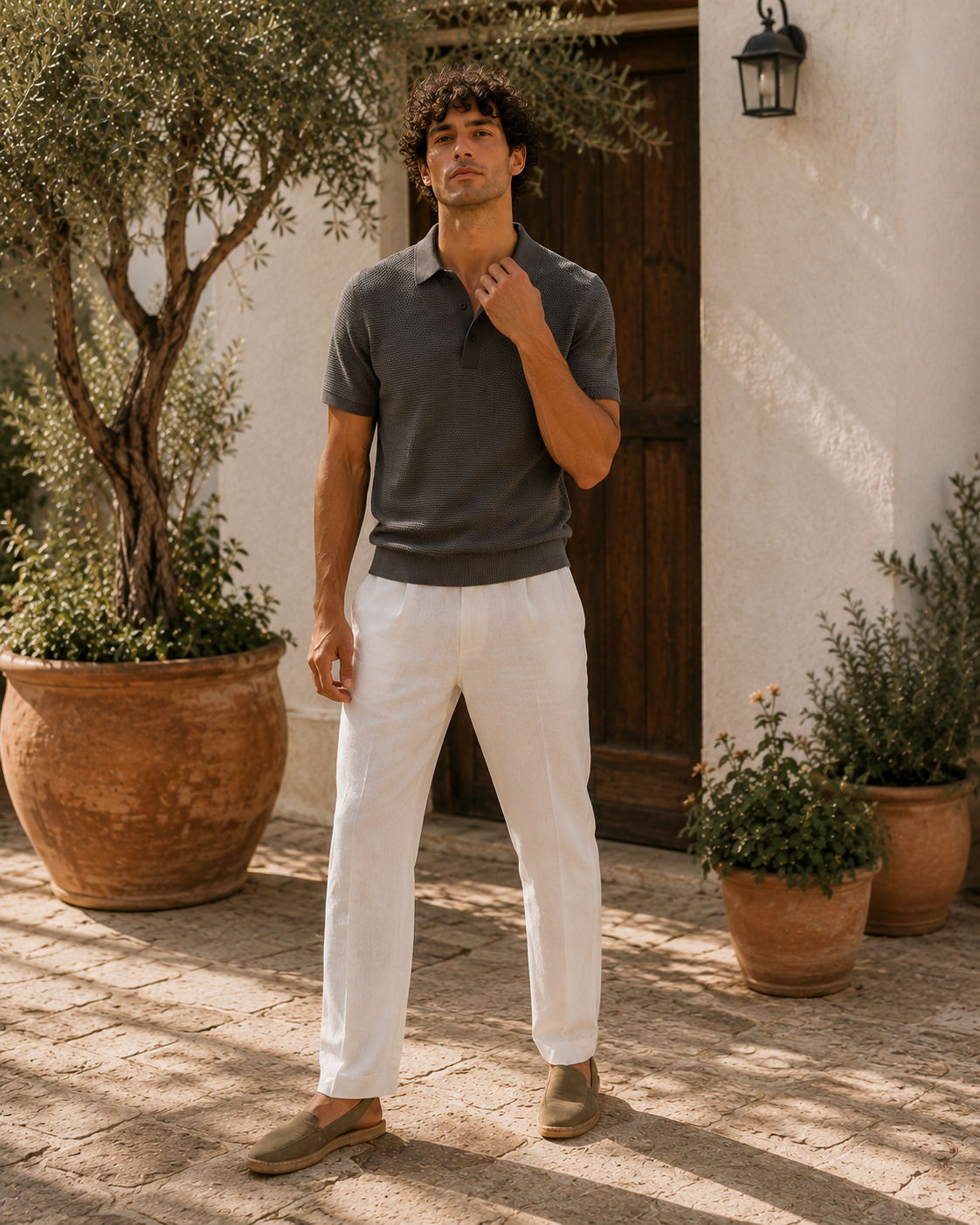 Polo con textura en relieve