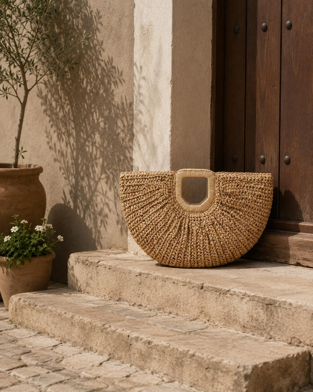 Bolso de mano informal de mimbre - 1-marron