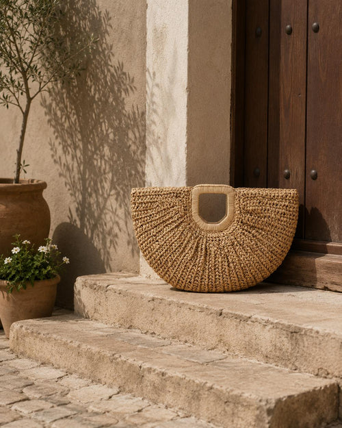 Bolso de mano informal de mimbre - 1-marron