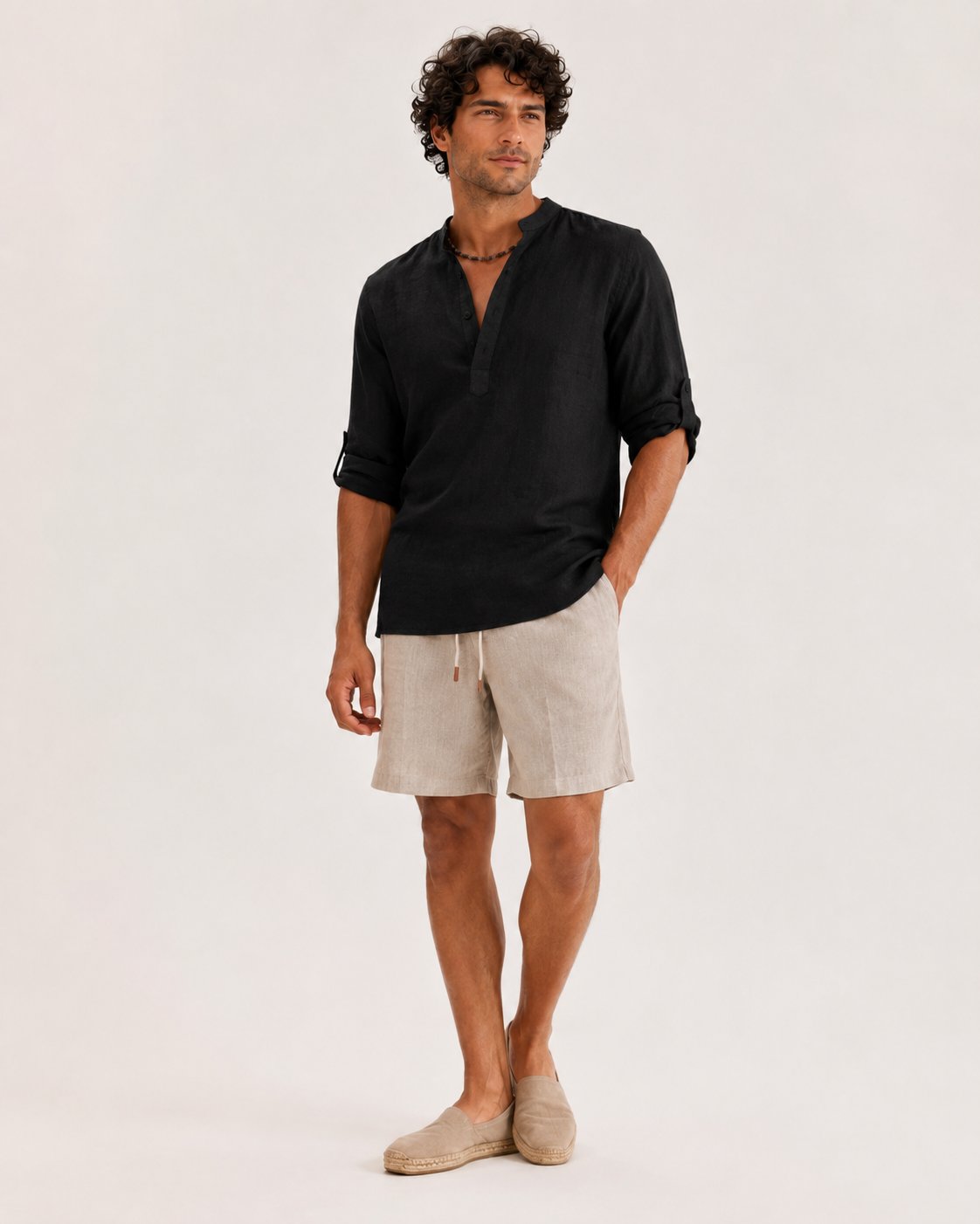 Camisa de lino - 1-negro