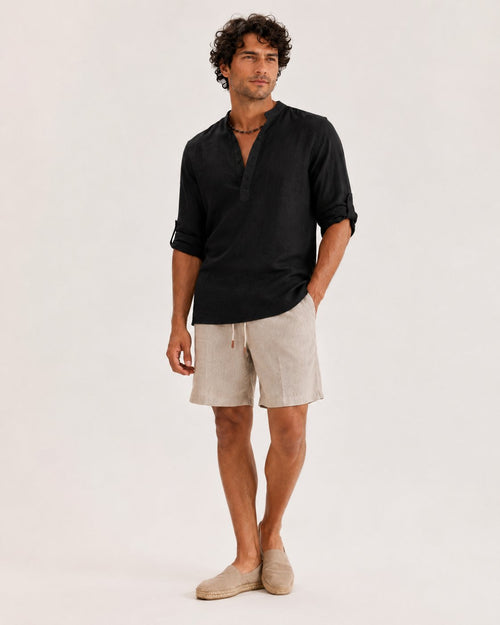 Camisa de lino - 1-negro