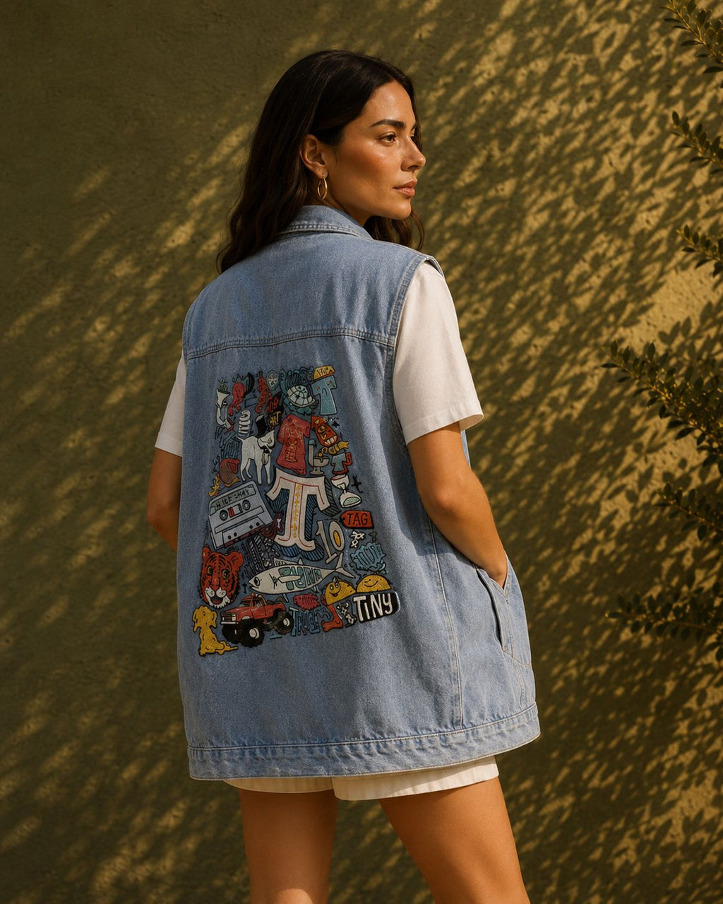 Chaleco denim oversize con estampado urbano - 1-azul-vaquero
