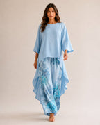 Conjunto ancho camisa y pantalón - 1-azul-claro