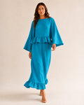 Conjunto blusa y falda con volantes - 1-turquesa