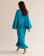 Conjunto blusa y falda con volantes - 2