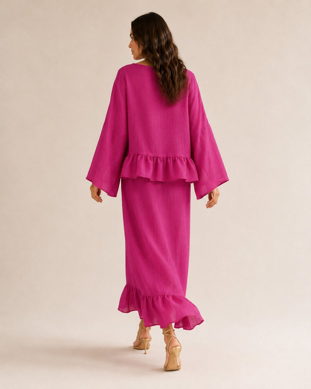Conjunto blusa y falda con volantes - 8