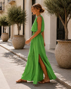 Conjunto de blusa sin mangas y pantalón - 1-verde