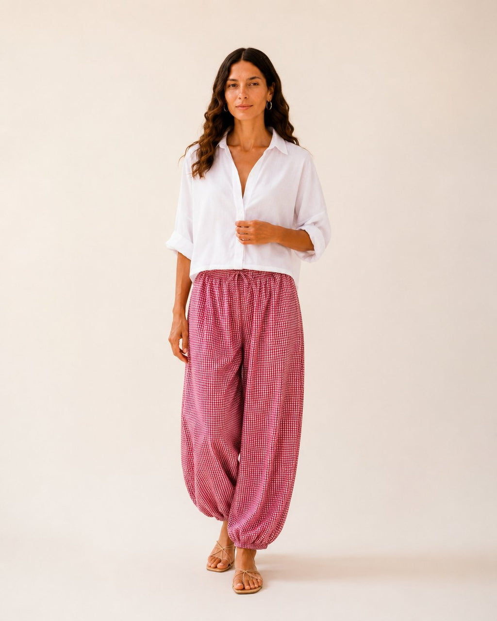 Pantalones bombachos a cuadros - 1-rojo