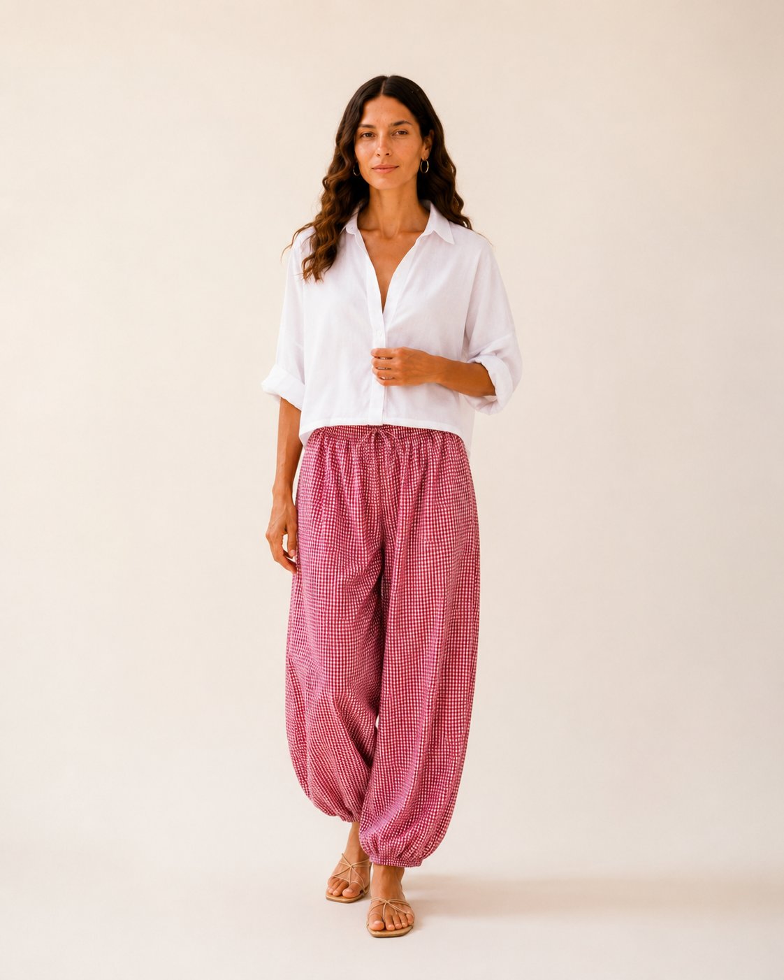 Pantalones bombachos a cuadros - 1-rojo