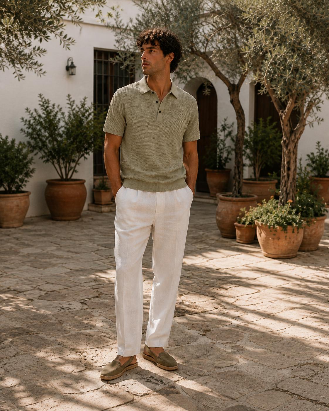 Polo con textura en relieve - 1-verde-oliva
