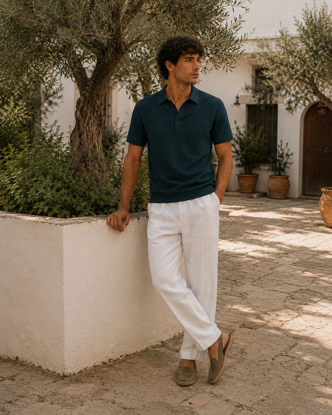 Polo con textura en relieve - 2-azul-marino
