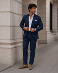 Traje de Lino de dos piezas - 1-azul-marino