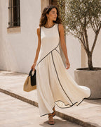 Vestido largo sin mangas - 1-blanco-roto